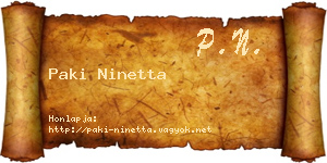 Paki Ninetta névjegykártya